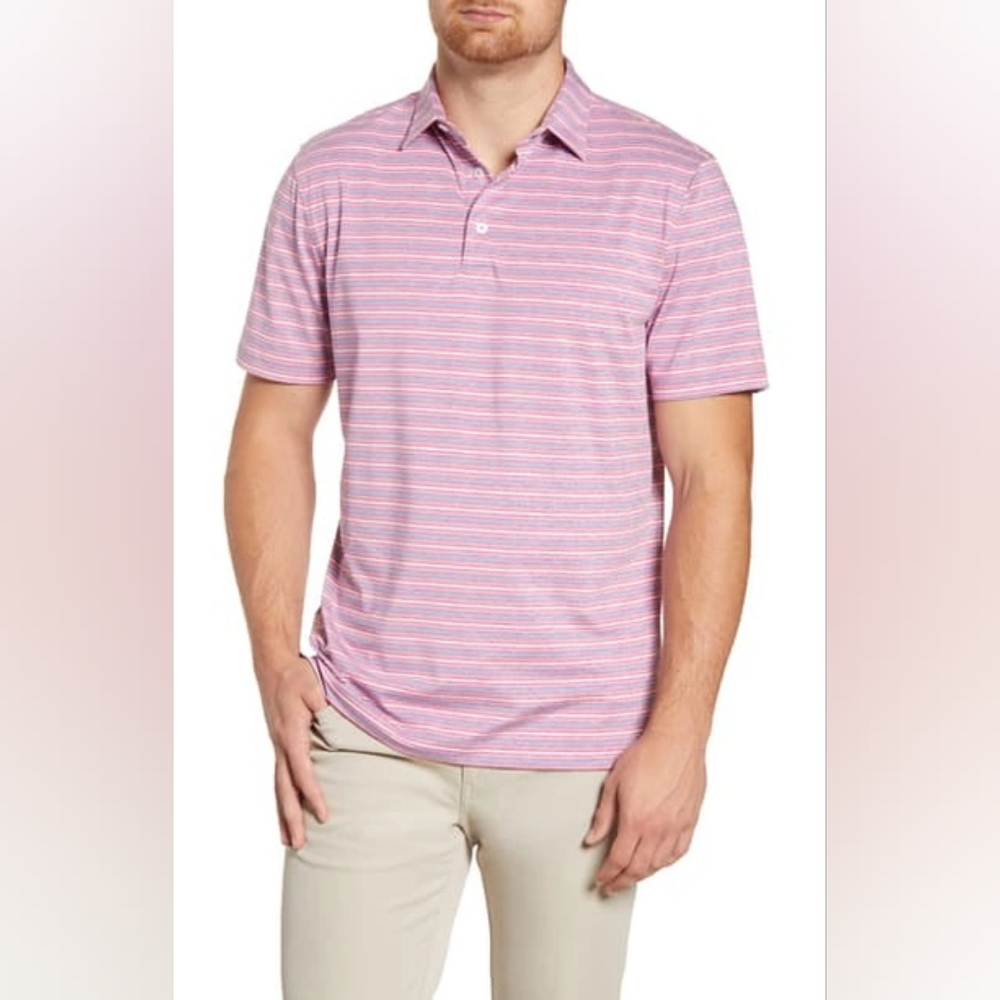 Johnnie-O Foster Classic Fit Stripe‎ Performance Polo Shirt